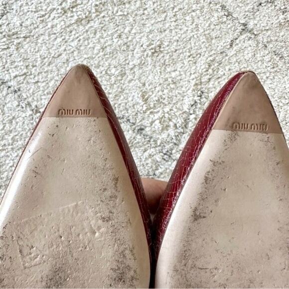 Miu Miu Cracked Effect Red Leather Pumps High Heels Size IT 40.5 / US 10.5 - Picture 11 of 15